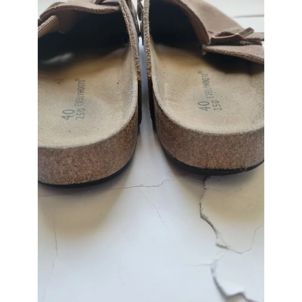 Evellyhoot 250 8555 Round Toe Suede Cork Clogs Size 40 (7) Casual Lagenlook - Picture 8 of 10